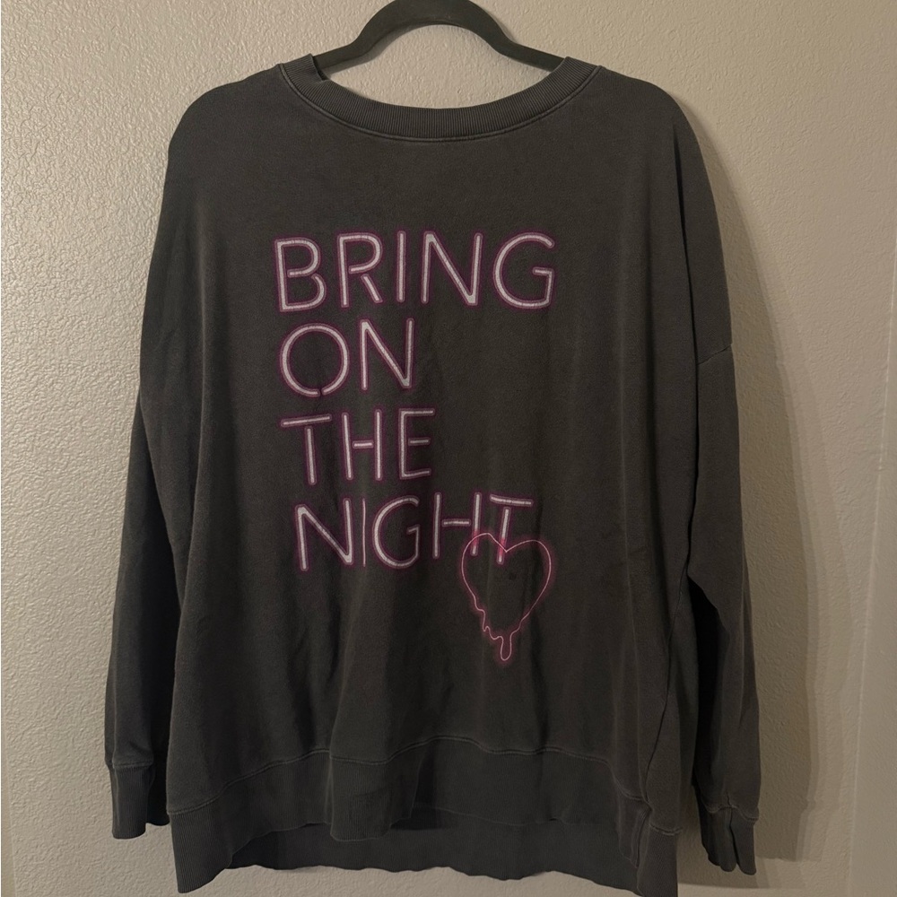 Wildfox Charcoal Sweatshirt with Neon Pink Accents
